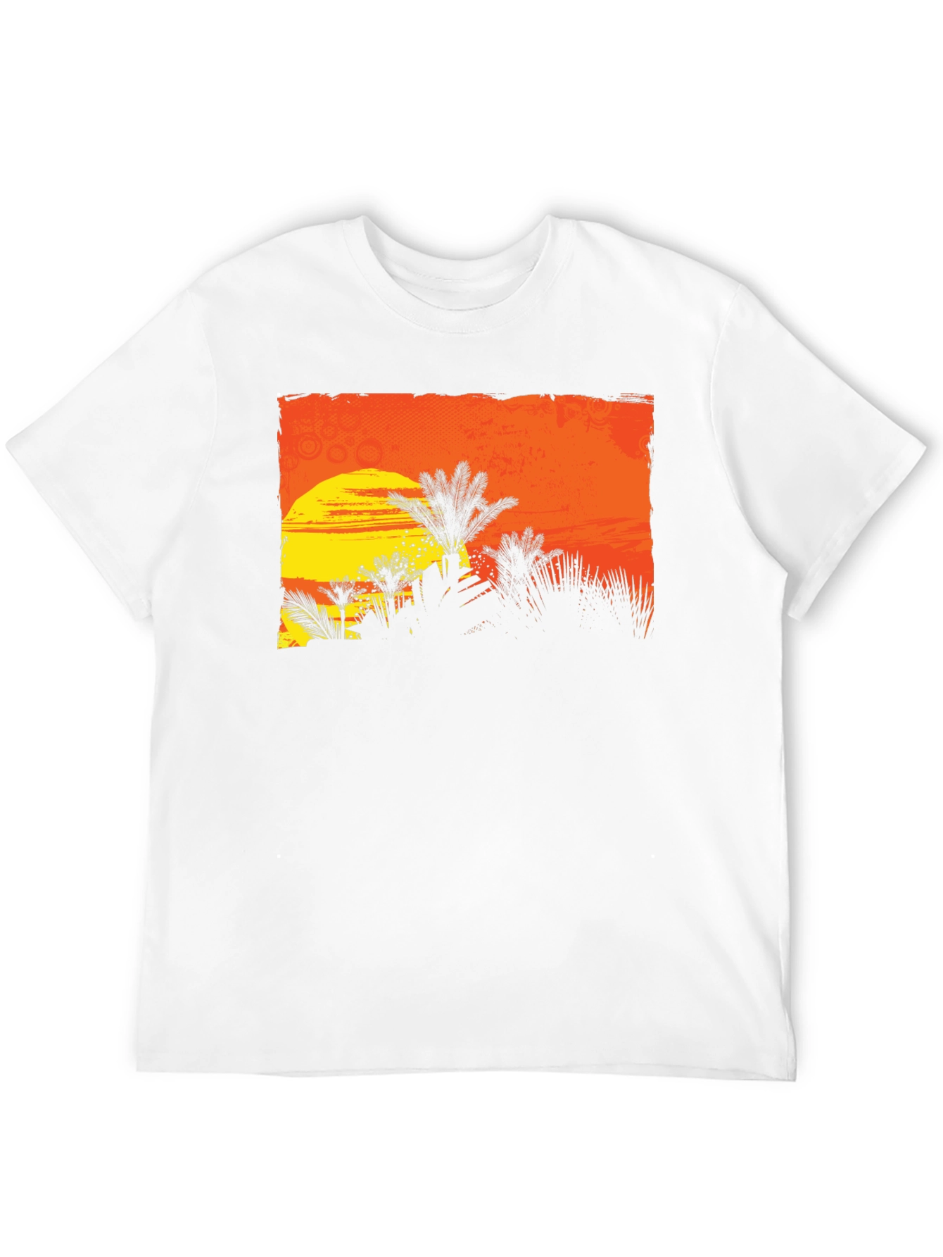 Sunset Palm Tree Graphic Tee - Black
