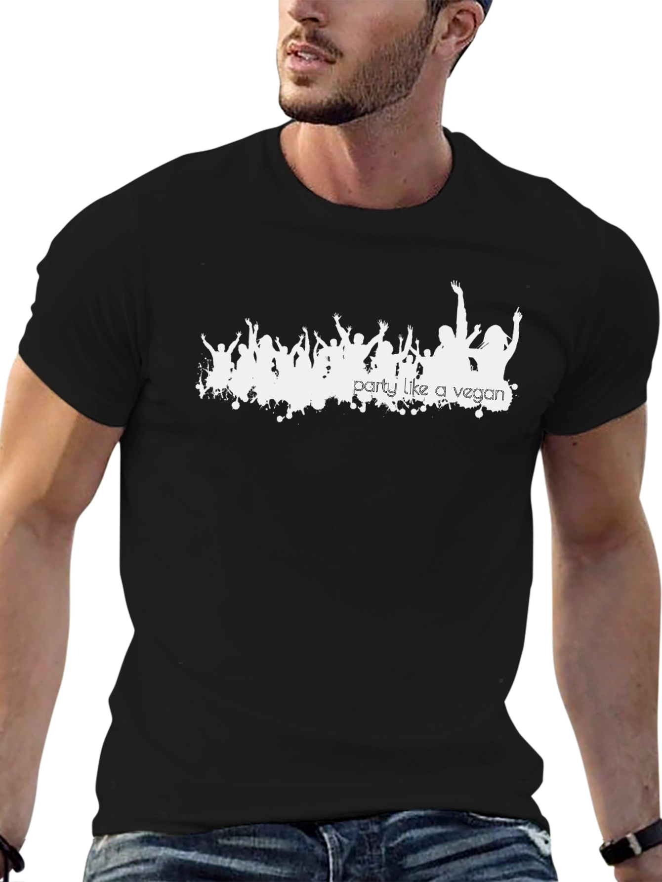 Party Like a Vegan Black Graphic T-Shirt