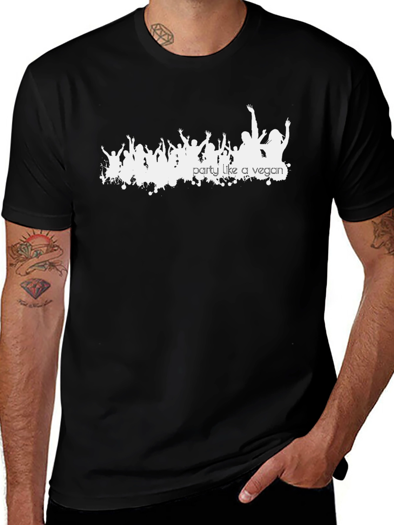 Party Like a Vegan Black Graphic T-Shirt