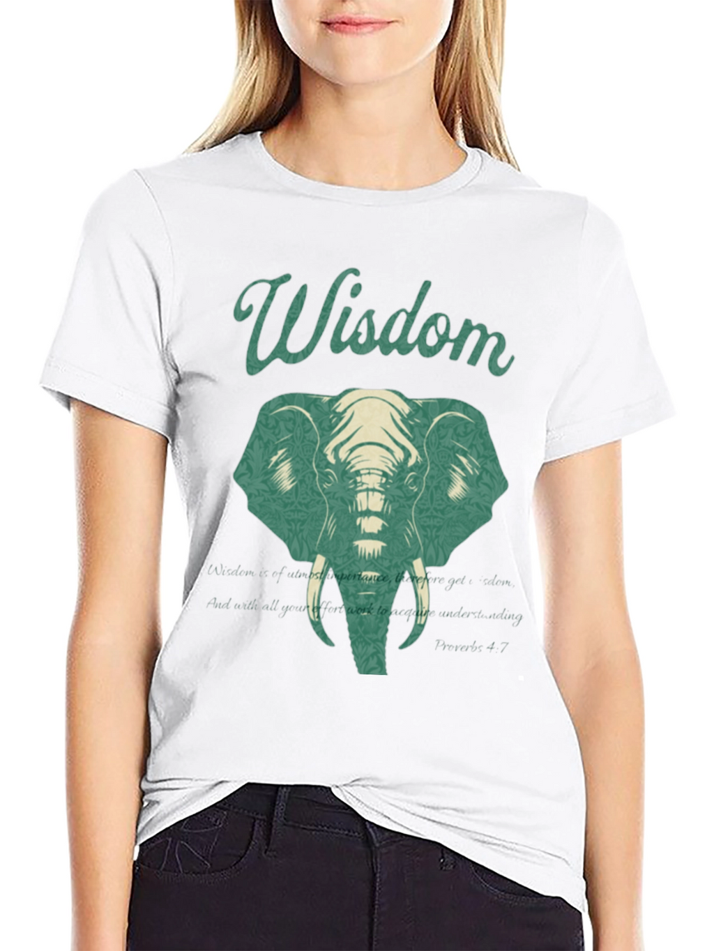 Wisdom Elephant Graphic Print T-Shirt