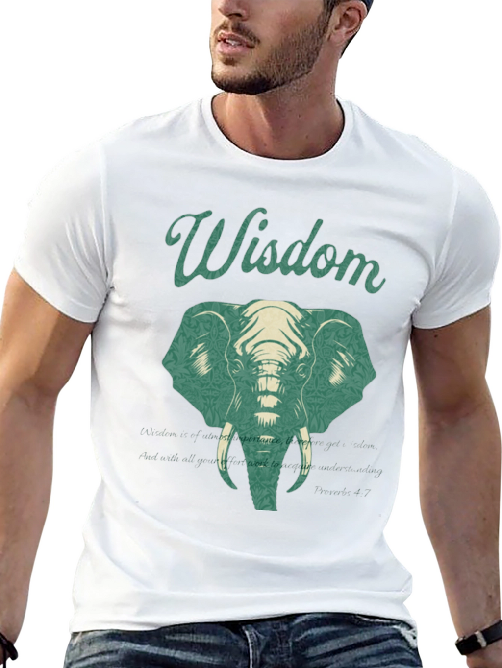 Wisdom Elephant Graphic Print T-Shirt