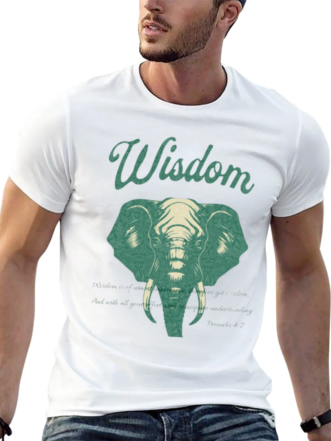 Wisdom Elephant Graphic Print T-Shirt