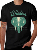 Wisdom Elephant Graphic Print T-Shirt