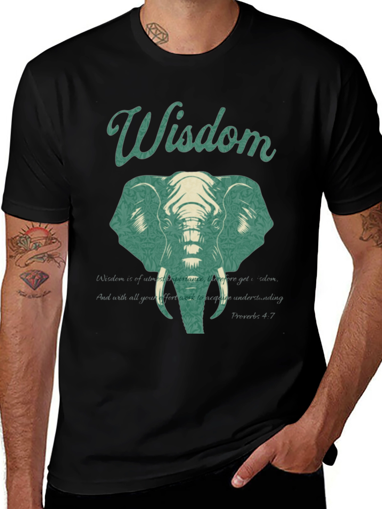 Wisdom Elephant Graphic Print T-Shirt