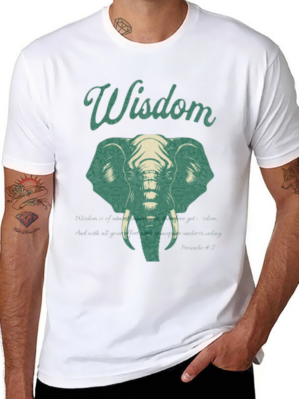 Wisdom Elephant Graphic Print T-Shirt