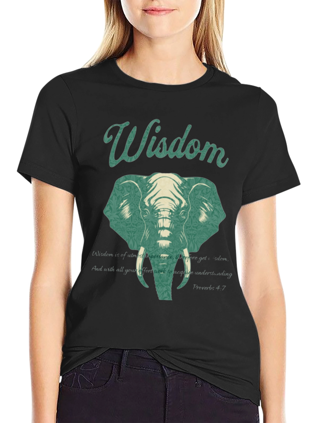 Wisdom Elephant Graphic Print T-Shirt