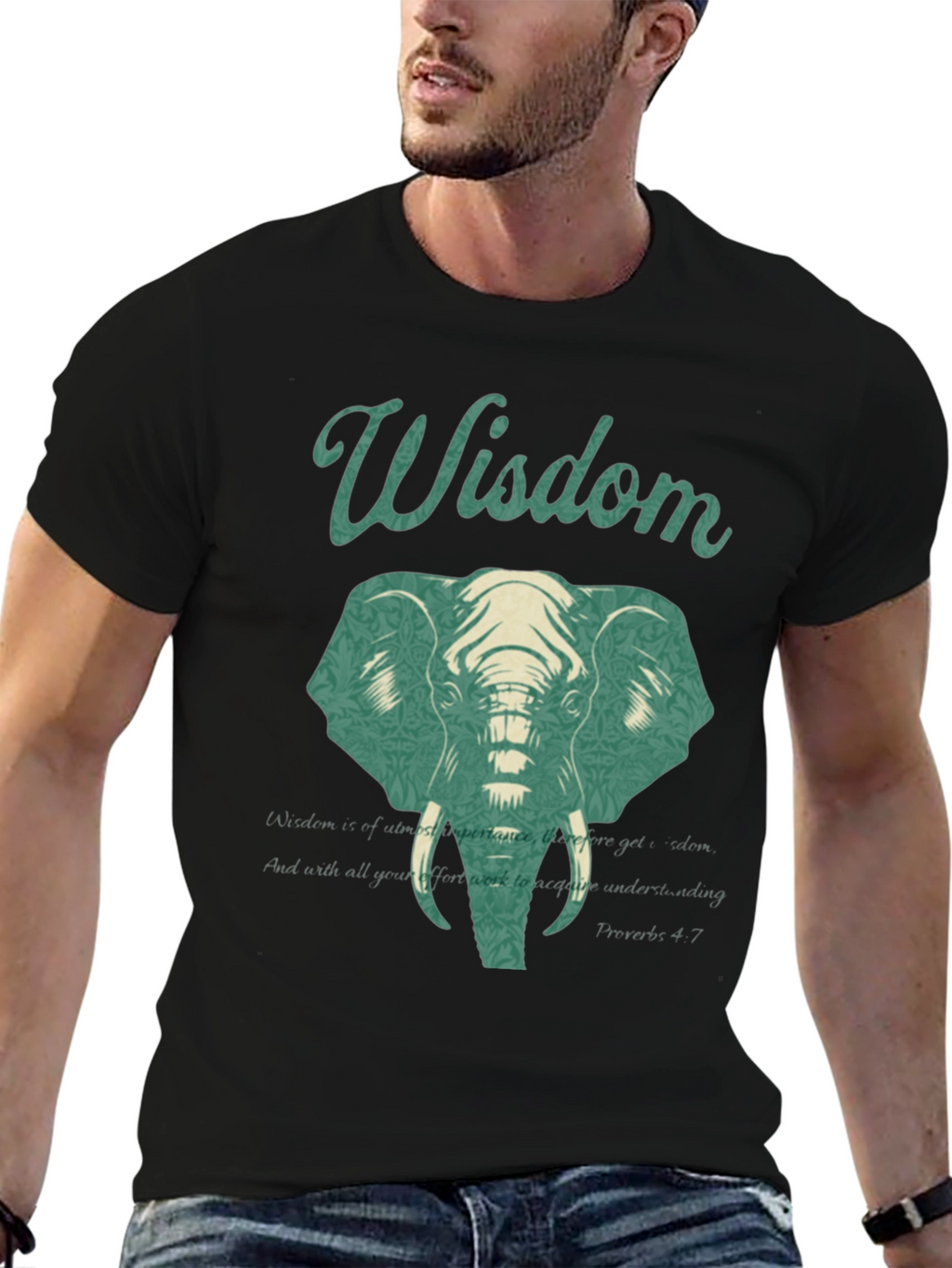 Wisdom Elephant Graphic Print T-Shirt