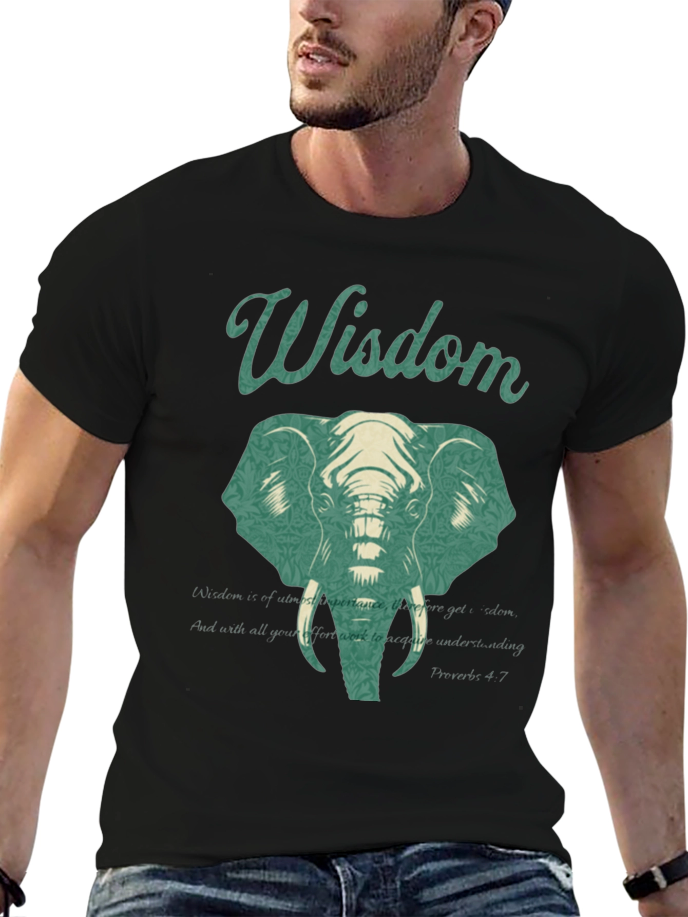 Wisdom Elephant Graphic Print T-Shirt