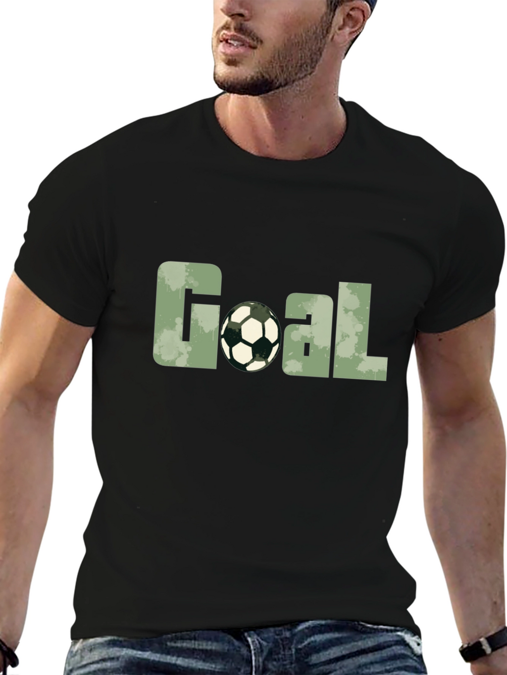 Goal Soccer Ball Graphic Black T-Shirt