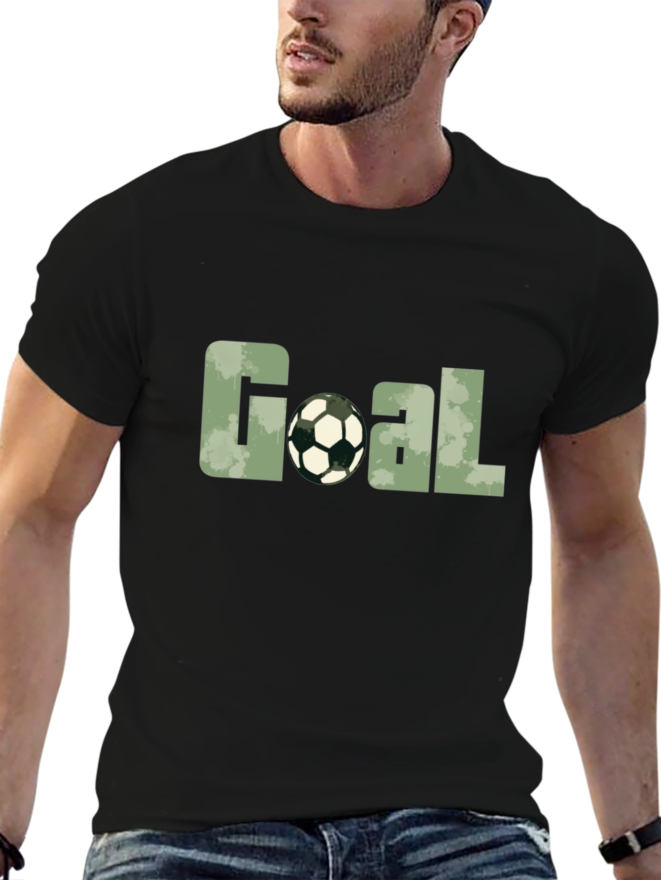 Goal Soccer Ball Graphic Black T-Shirt