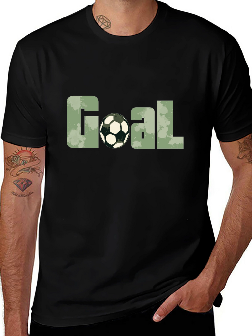 Goal Soccer Ball Graphic Black T-Shirt