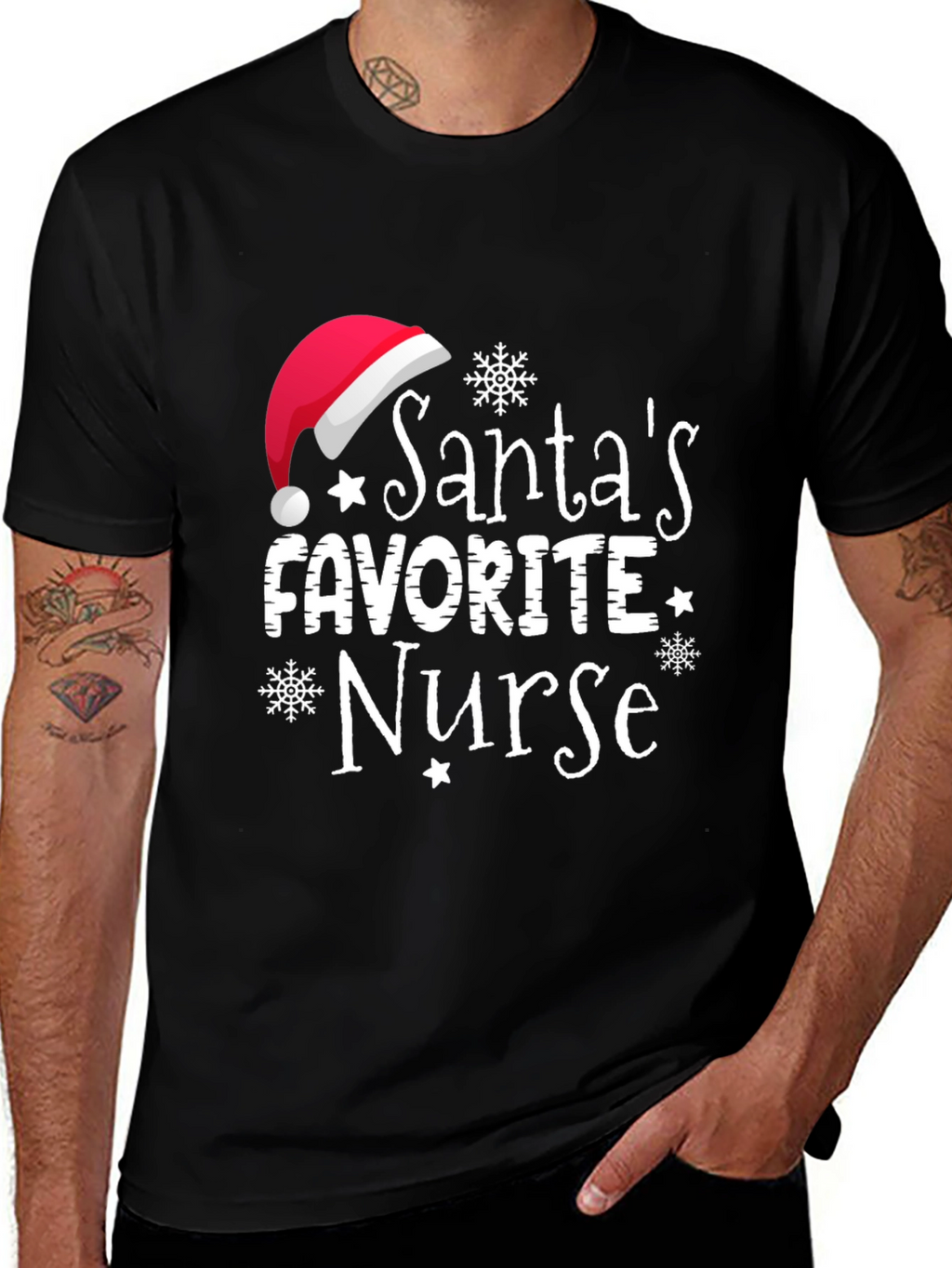 Santas Favorite Nurse Holiday T-Shirt