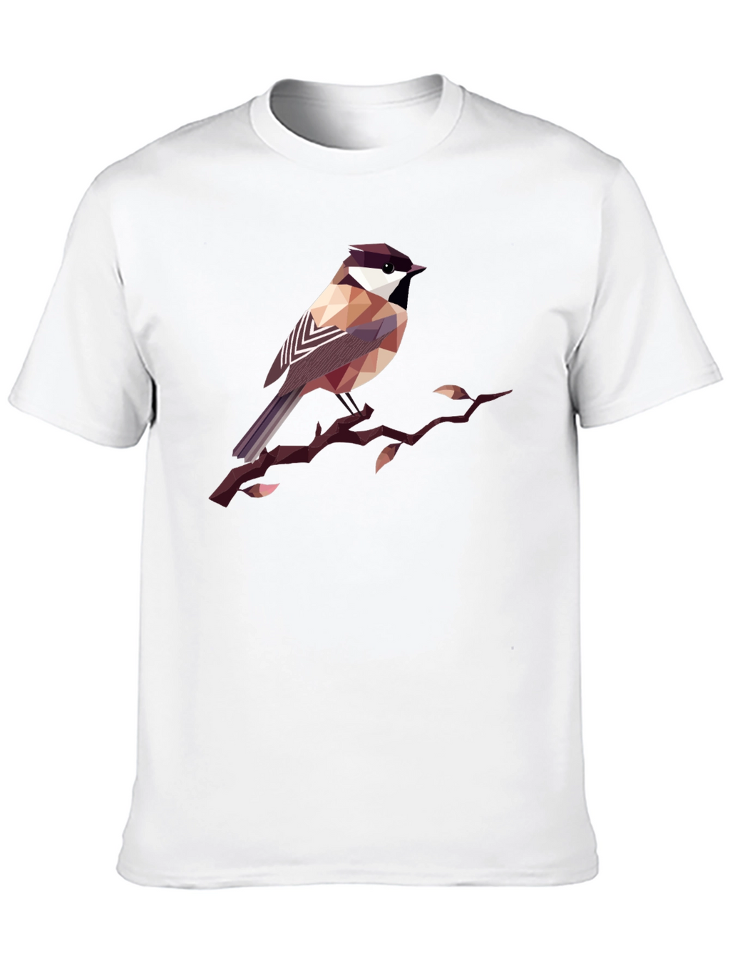 Geometric Bird Print Black T-Shirt
