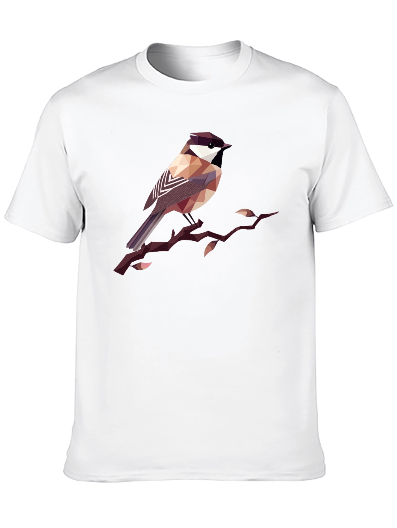 Geometric Bird Print Black T-Shirt