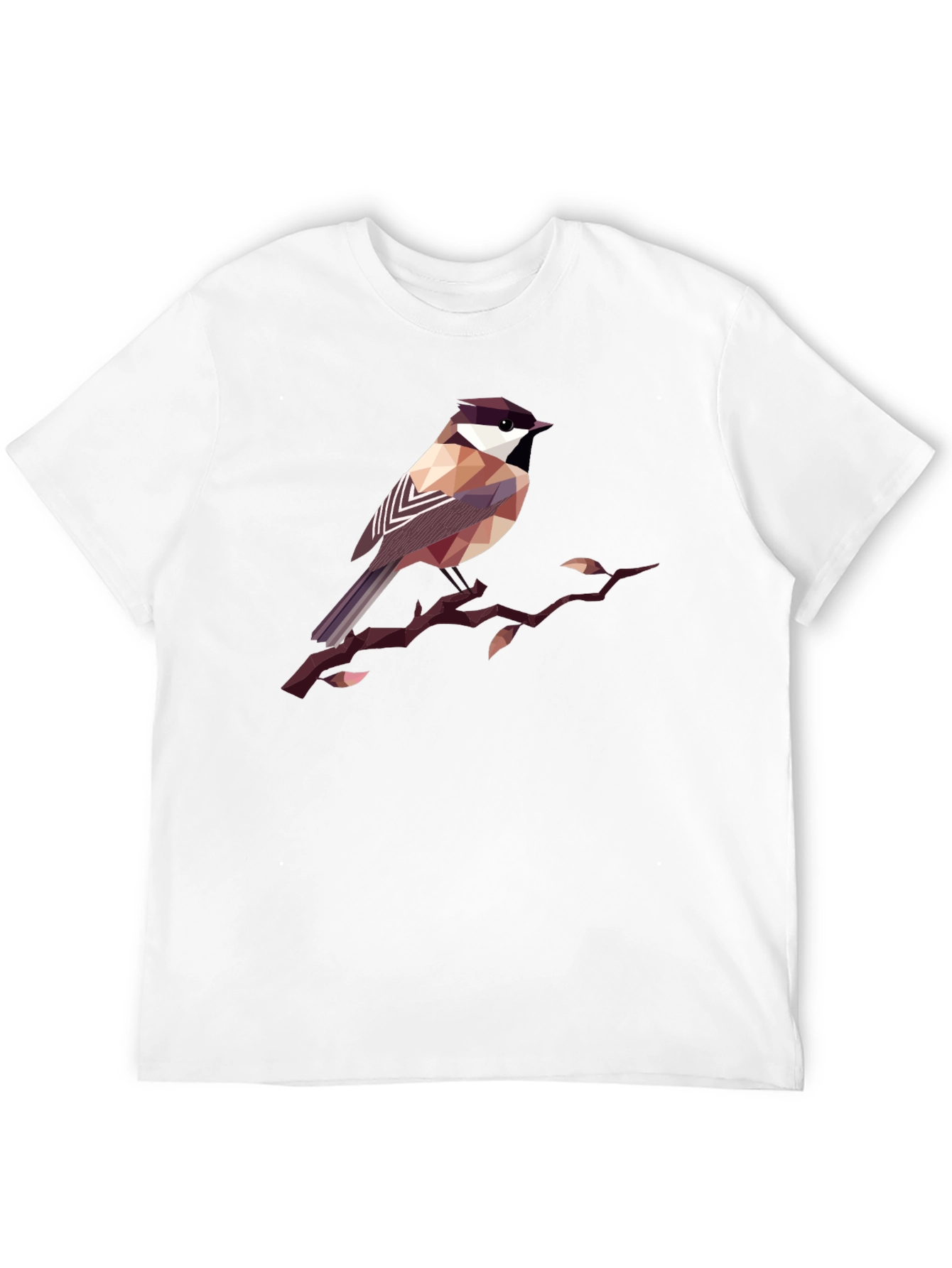 Geometric Bird Print Black T-Shirt