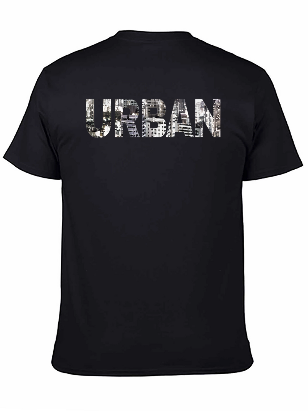 Urban Cityscape Graphic Print Black T-Shirt