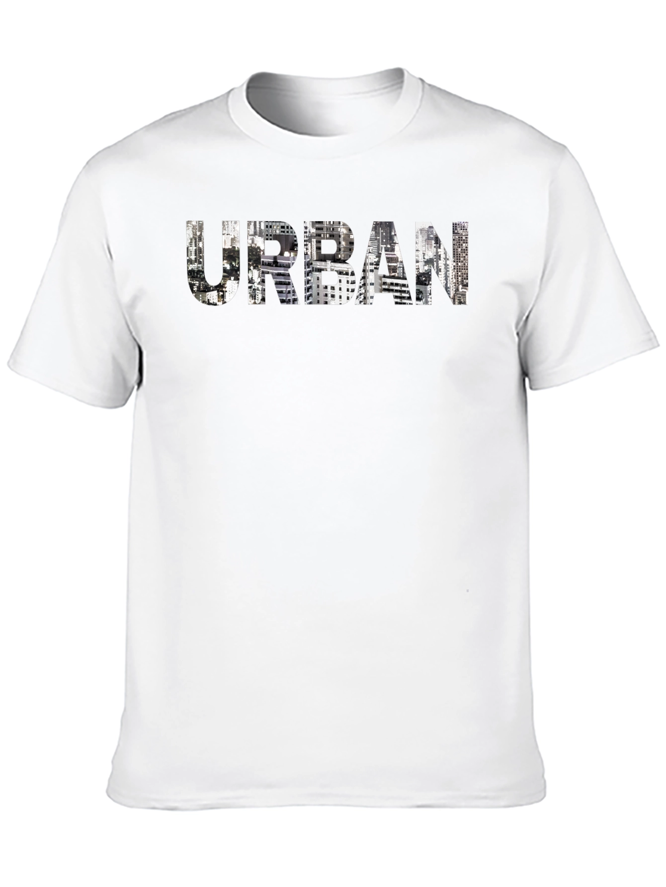 Urban Cityscape Graphic Print Black T-Shirt