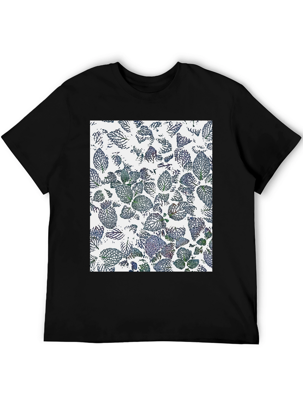 Leaf Print Black T-Shirt