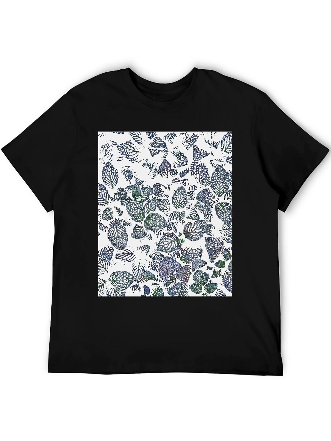 Leaf Print Black T-Shirt