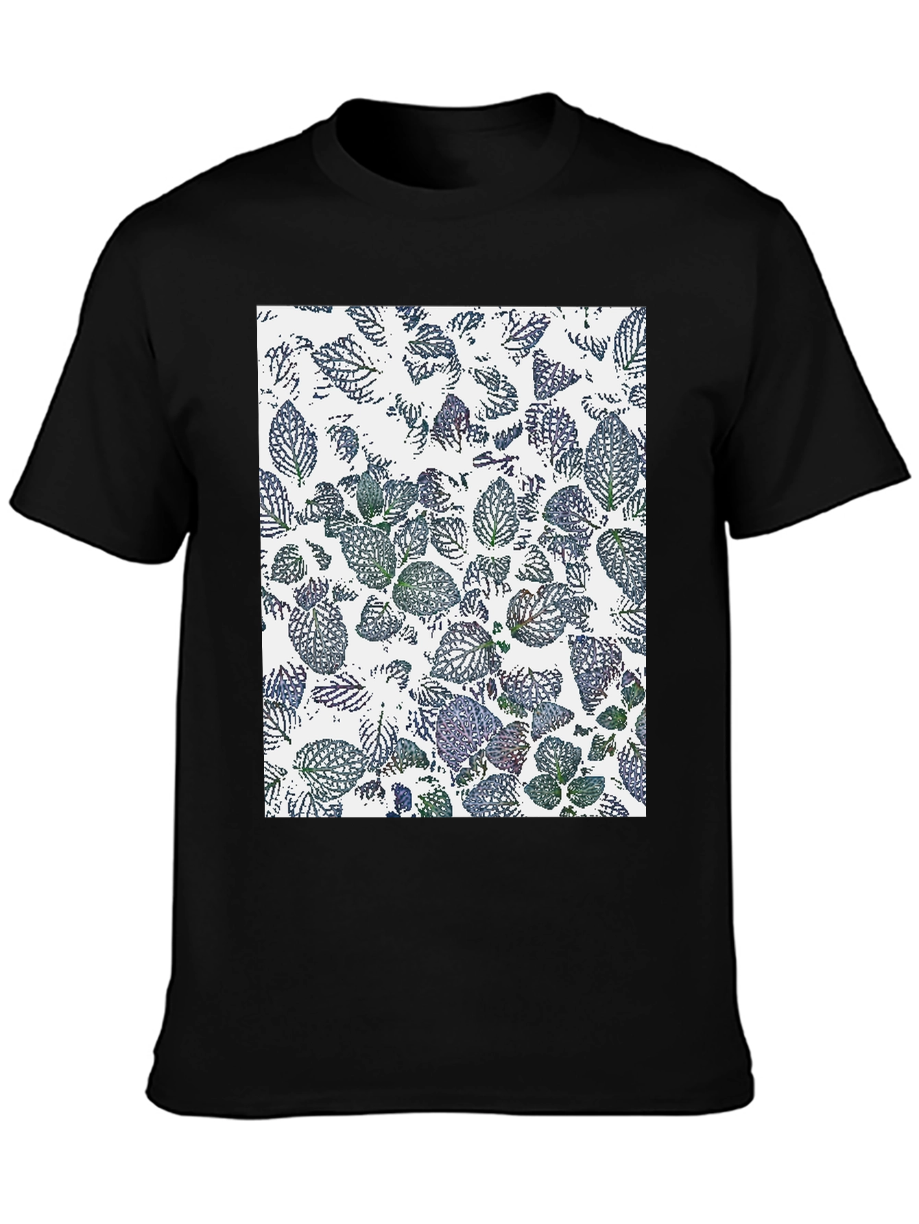 Leaf Print Black T-Shirt
