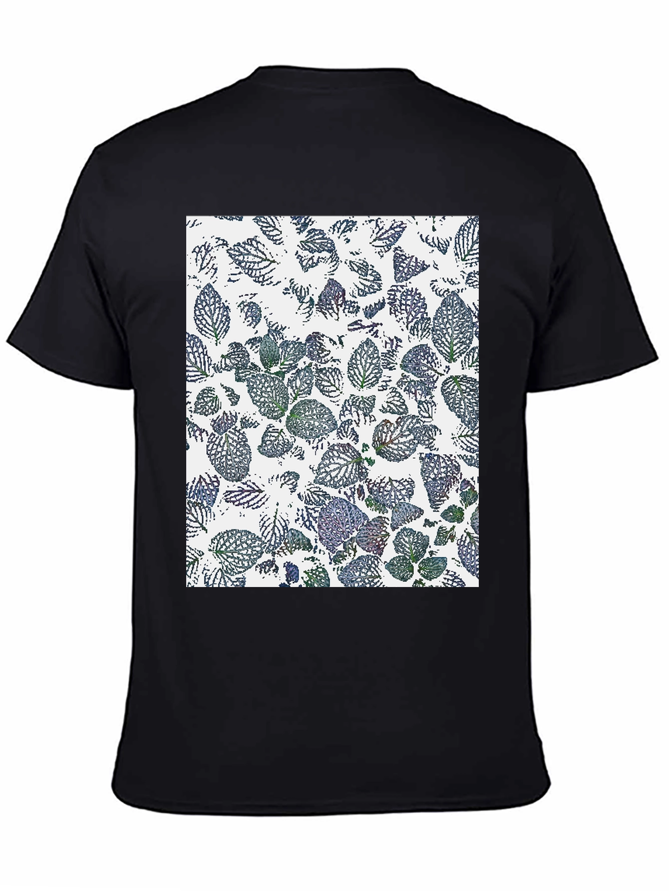 Leaf Print Black T-Shirt