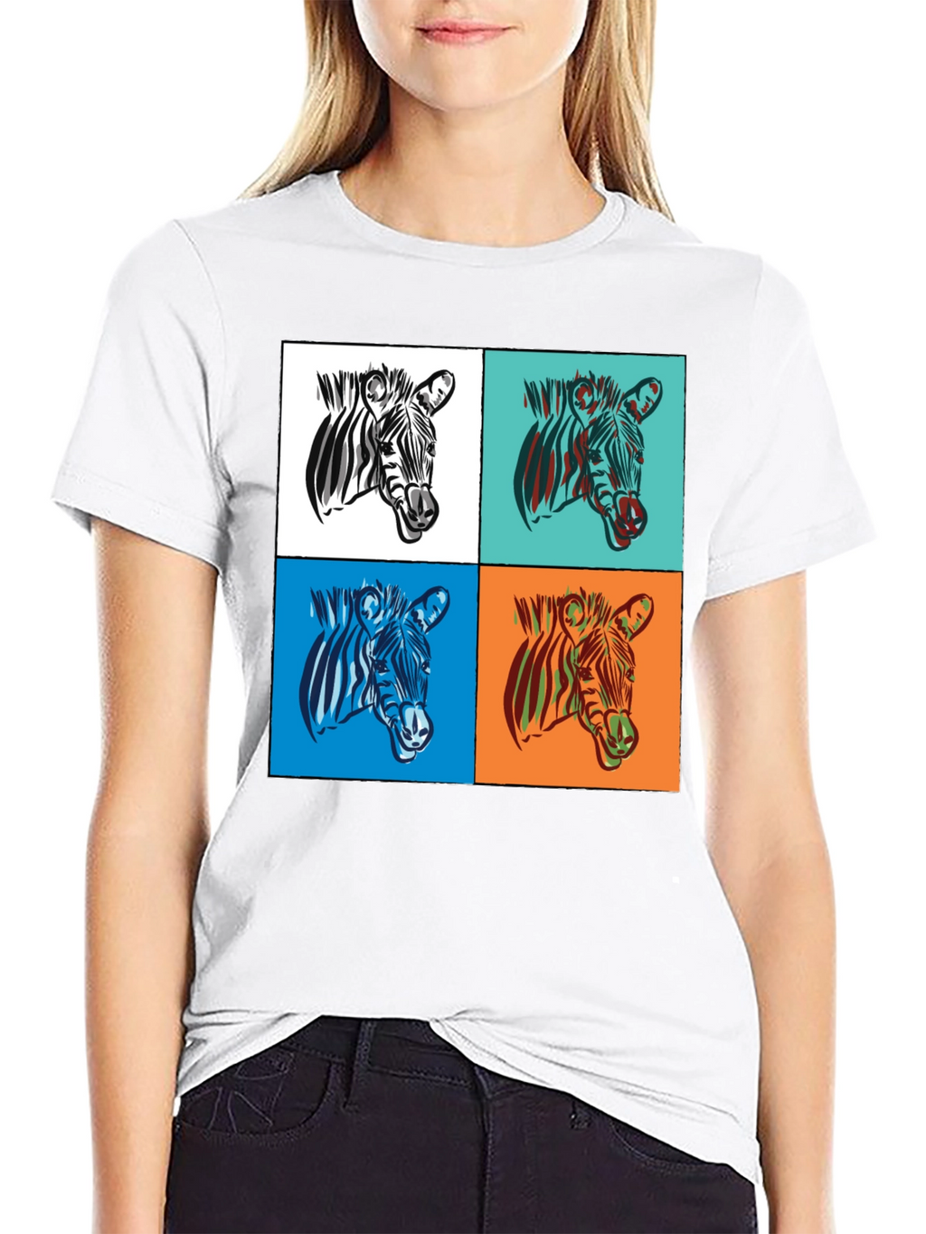 Zebra Pop Art Graphic Tee - Stylish Black T-Shirt