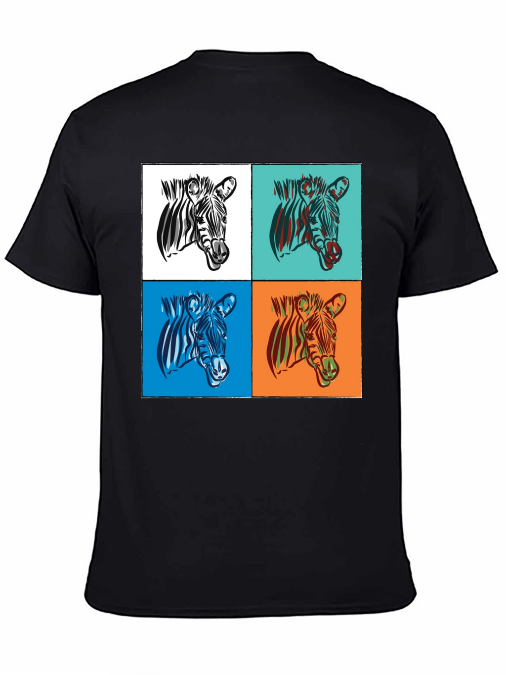 Zebra Pop Art Graphic Tee - Stylish Black T-Shirt