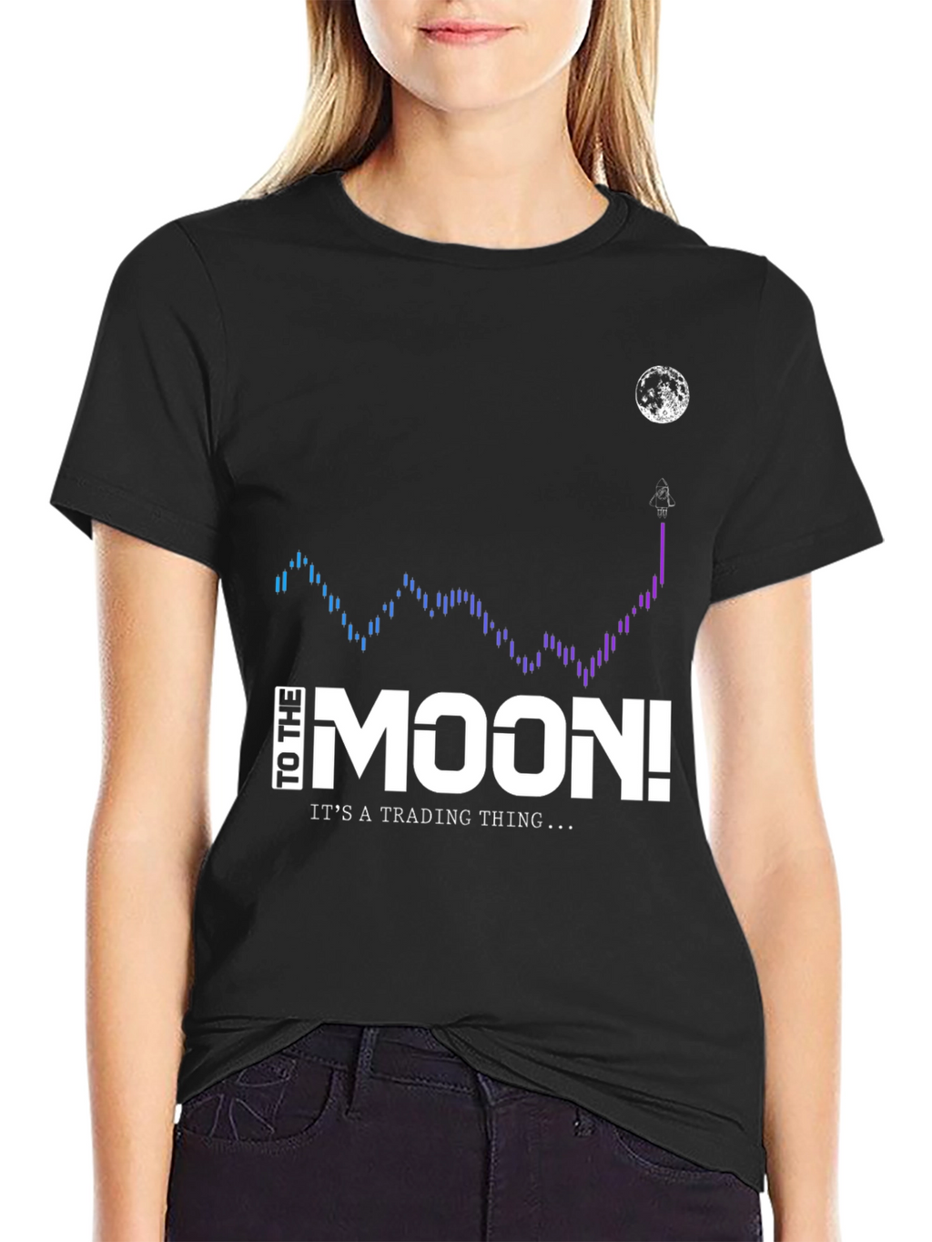 To The Moon Black T-Shirt - Trading Thing!