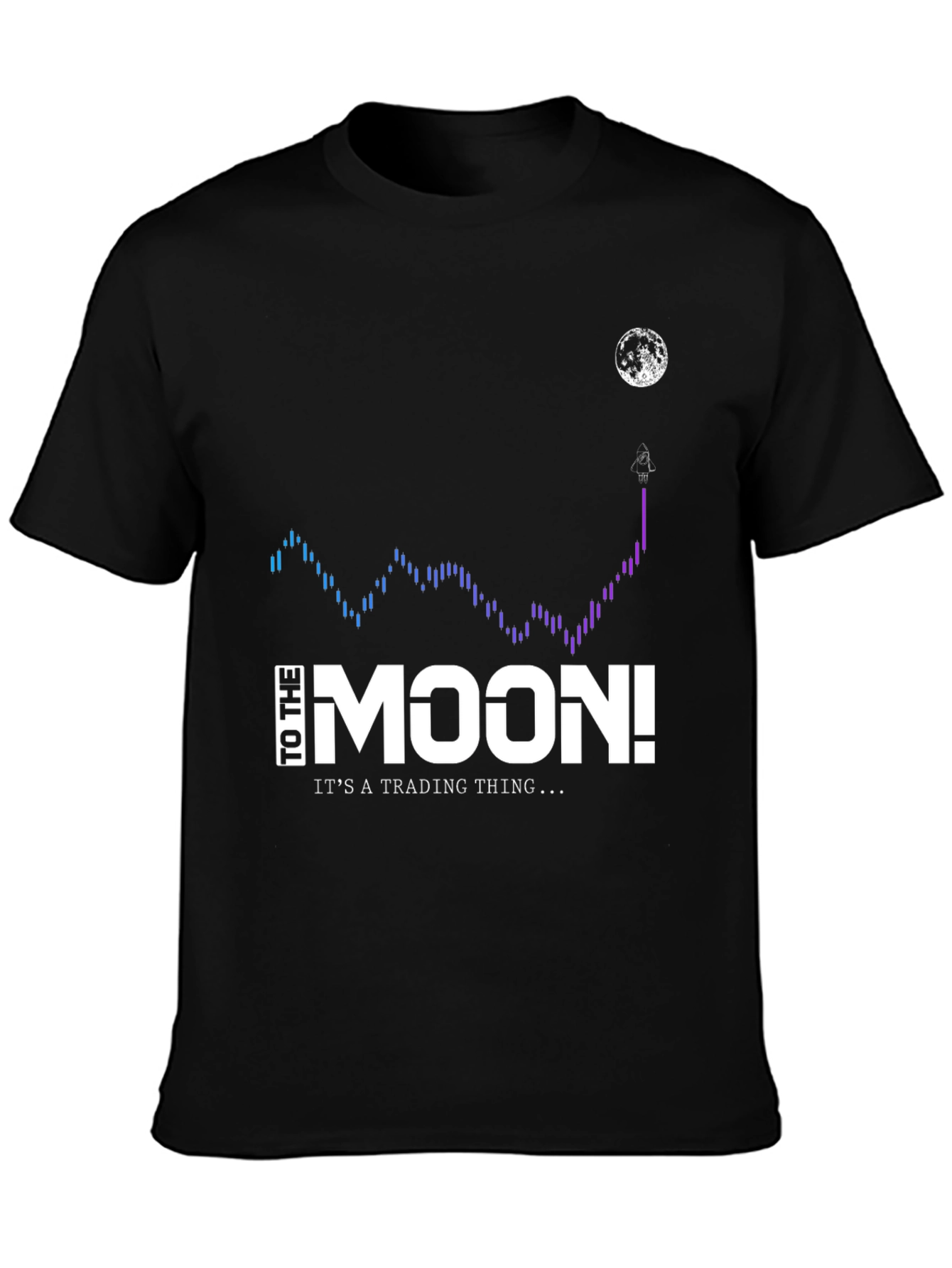 To The Moon Black T-Shirt - Trading Thing!