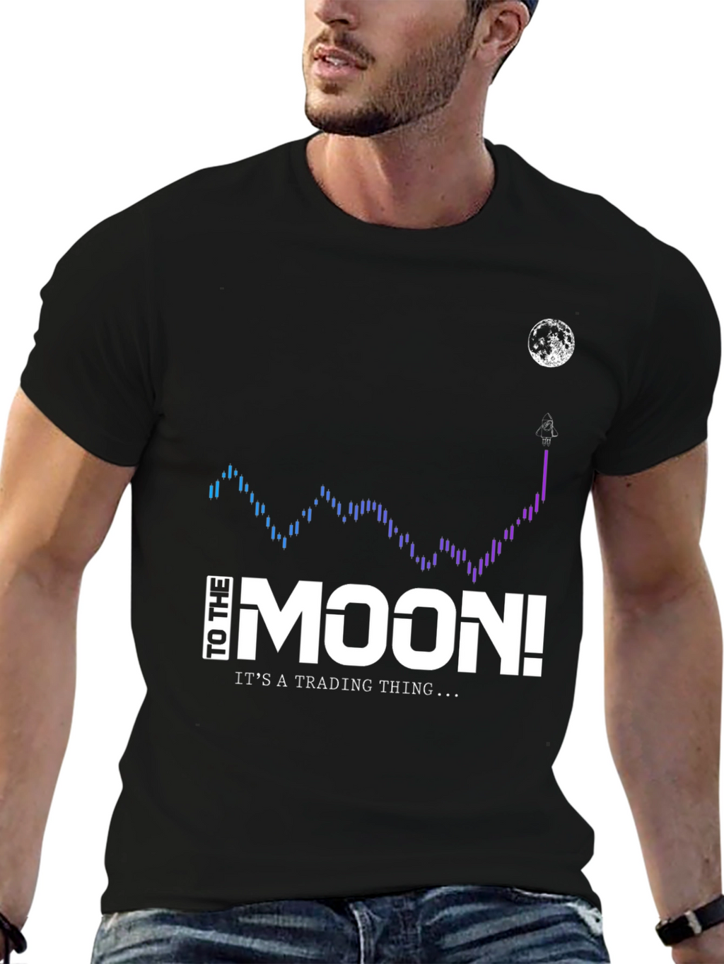 To The Moon Black T-Shirt - Trading Thing!