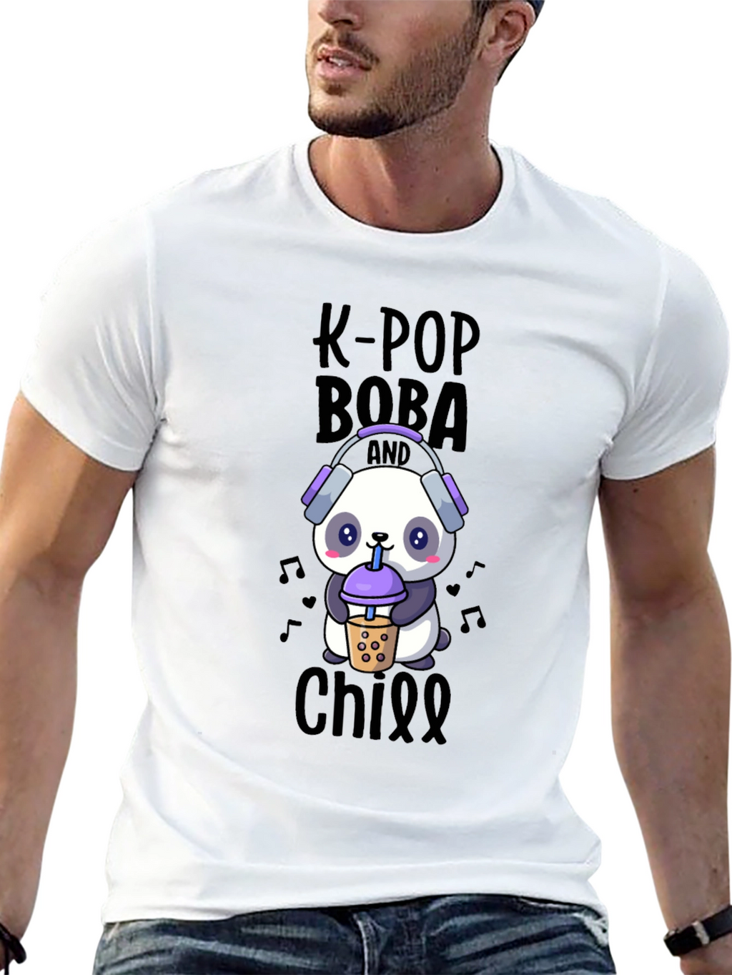 K-Pop Boba & Chill T-Shirt - Panda Design