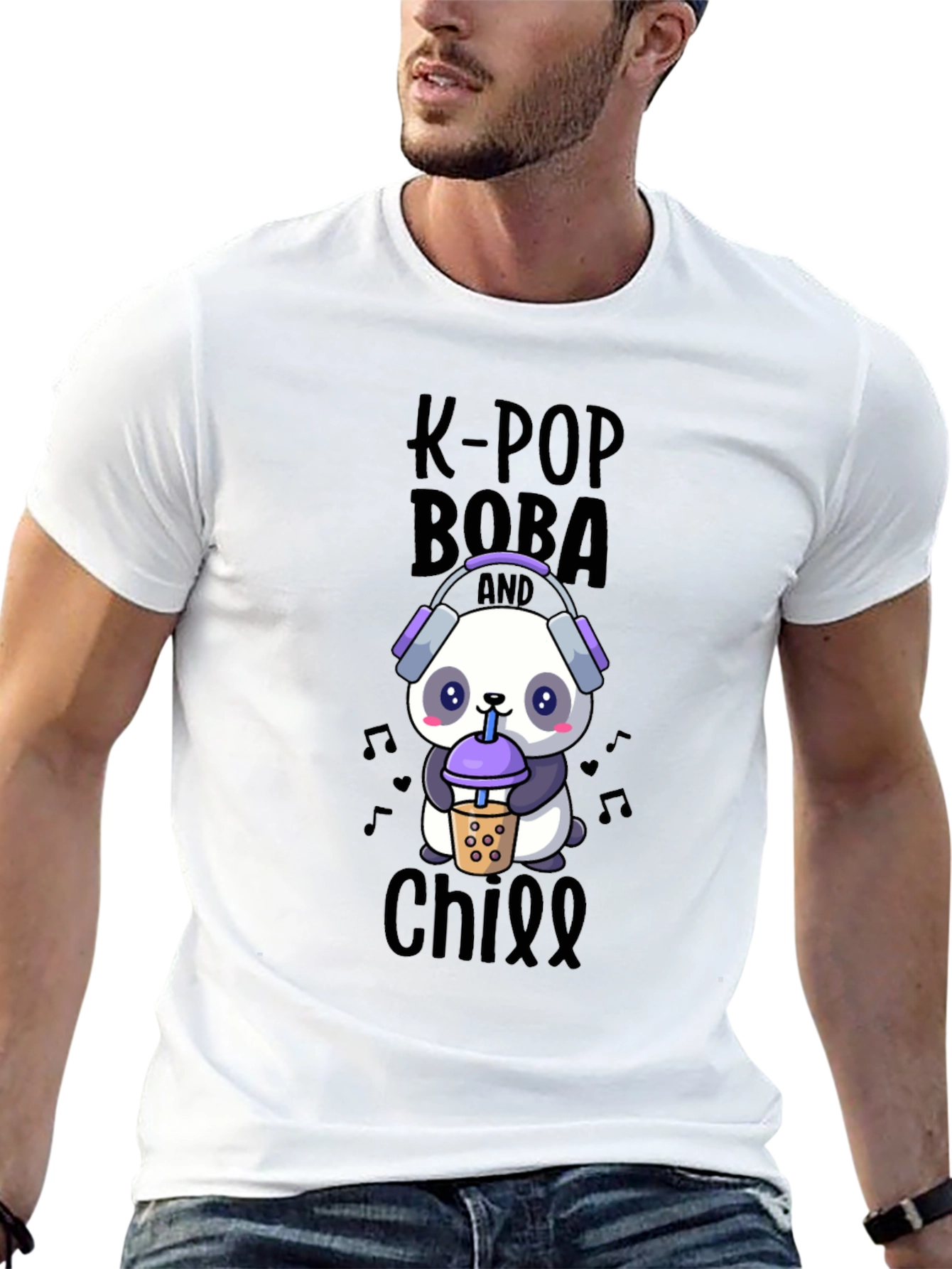 K-Pop Boba & Chill T-Shirt - Panda Design