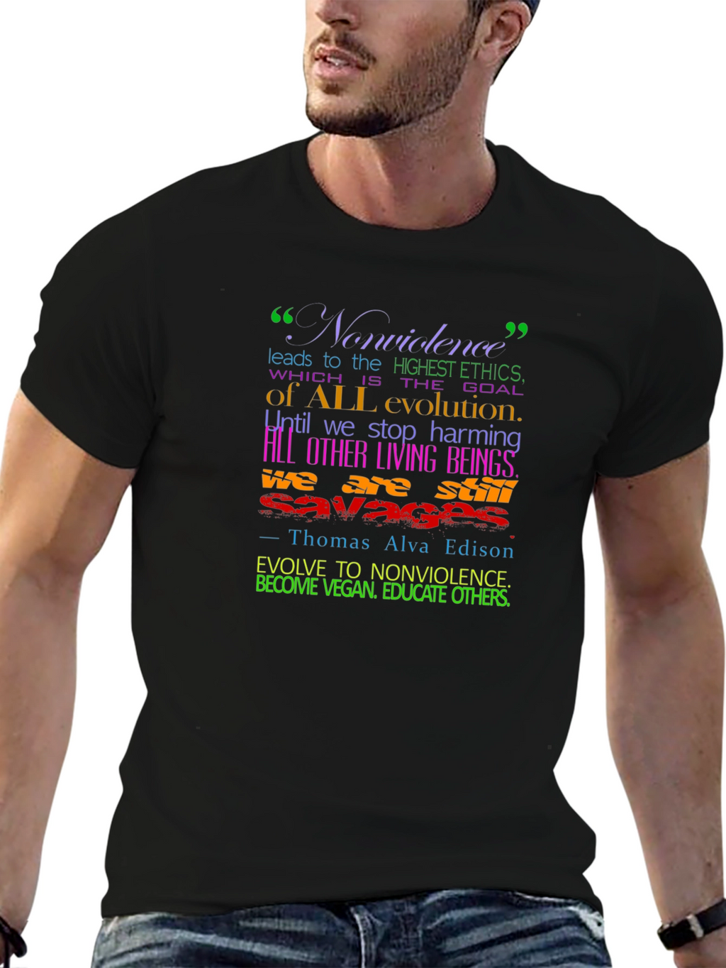 Vegan Evolution T-Shirt - Nonviolence Quote