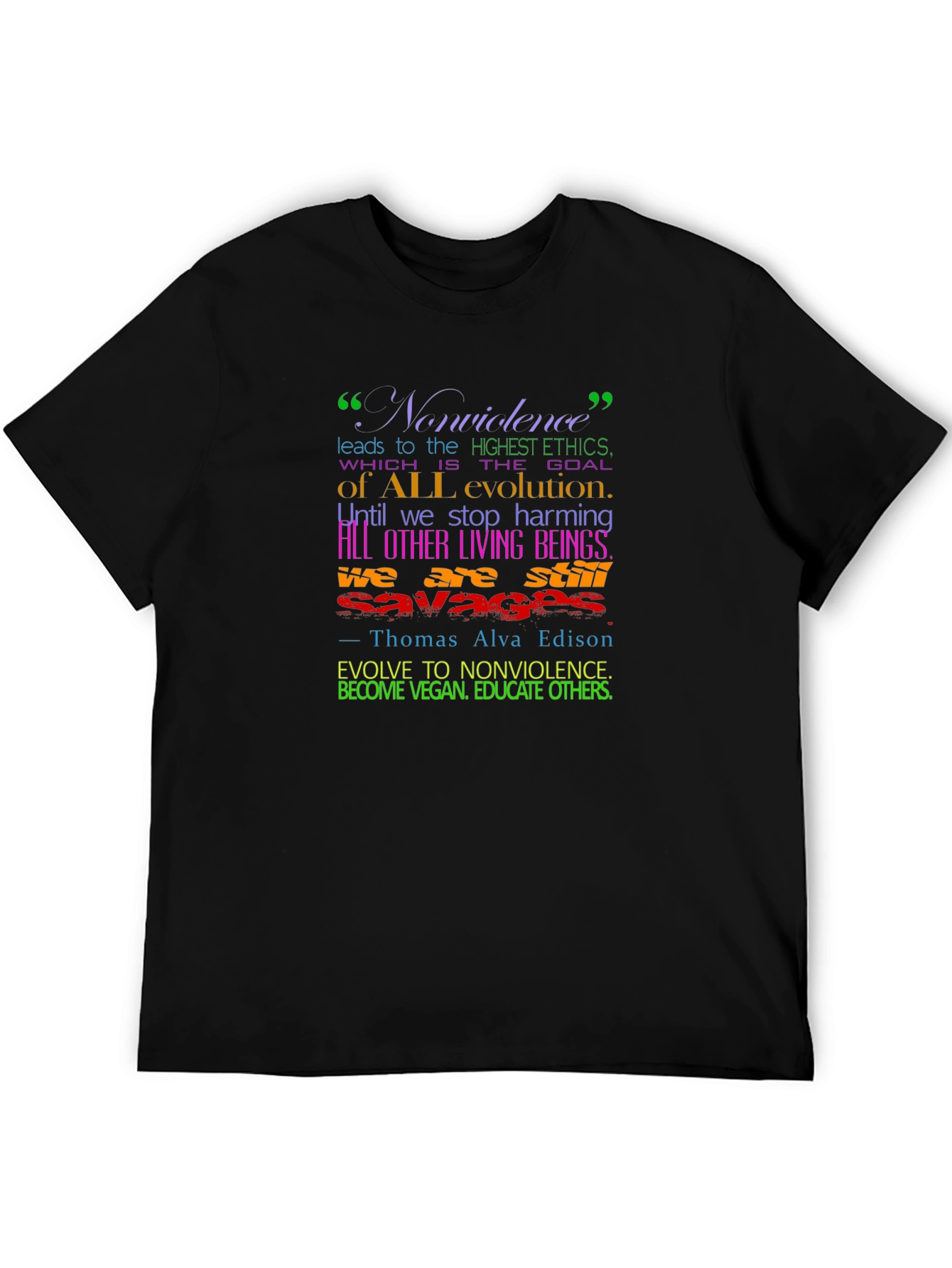Vegan Evolution T-Shirt - Nonviolence Quote