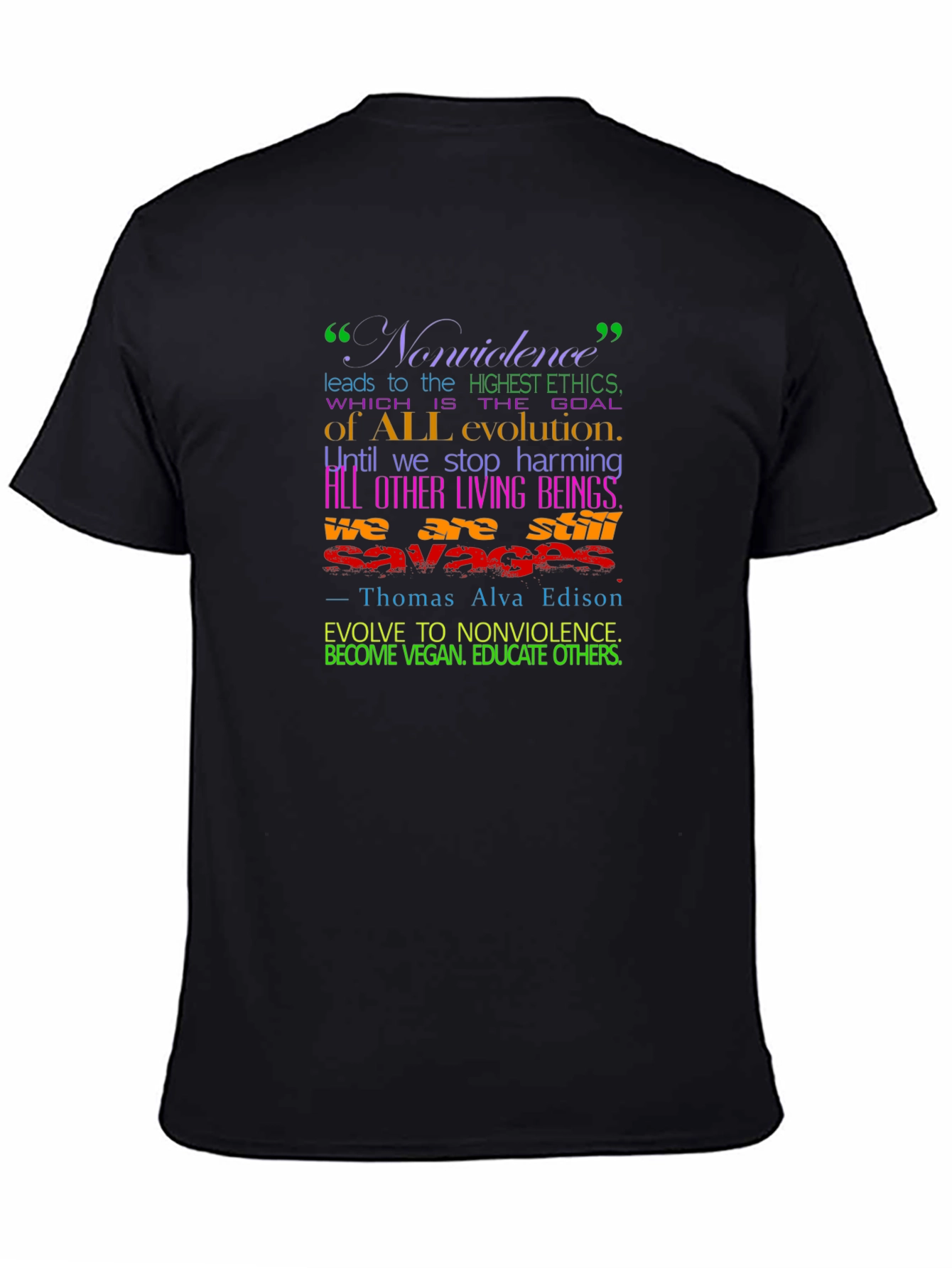 Vegan Evolution T-Shirt - Nonviolence Quote
