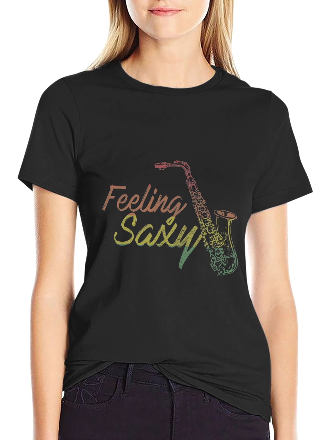 Feeling Saxy Graphic Tee - Black