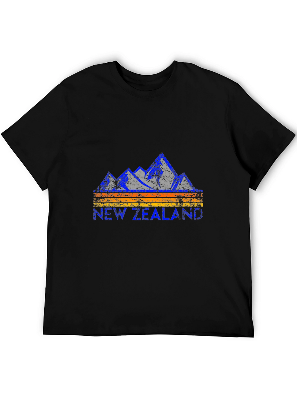New Zealand Mountains Graphic Tee - Black Cotton T-Shirt