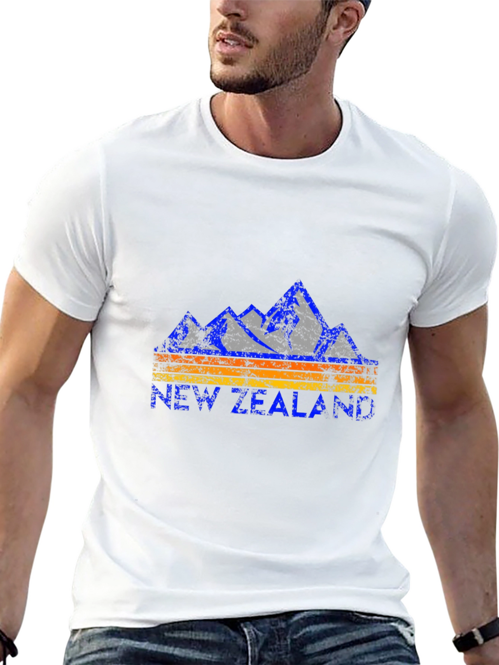 New Zealand Mountains Graphic Tee - Black Cotton T-Shirt