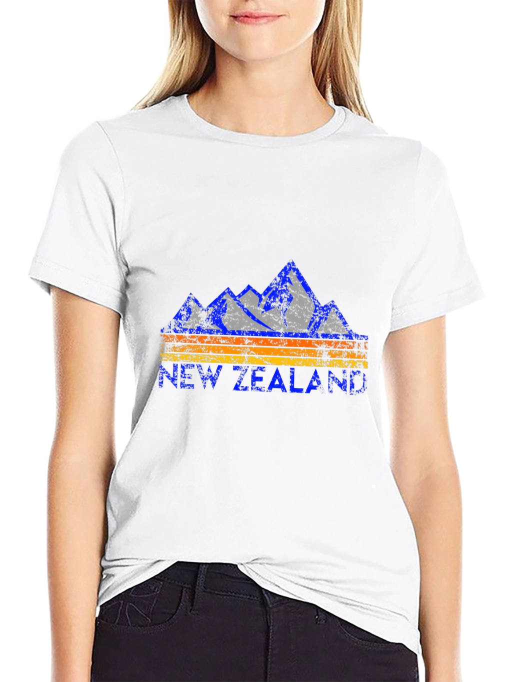 New Zealand Mountains Graphic Tee - Black Cotton T-Shirt