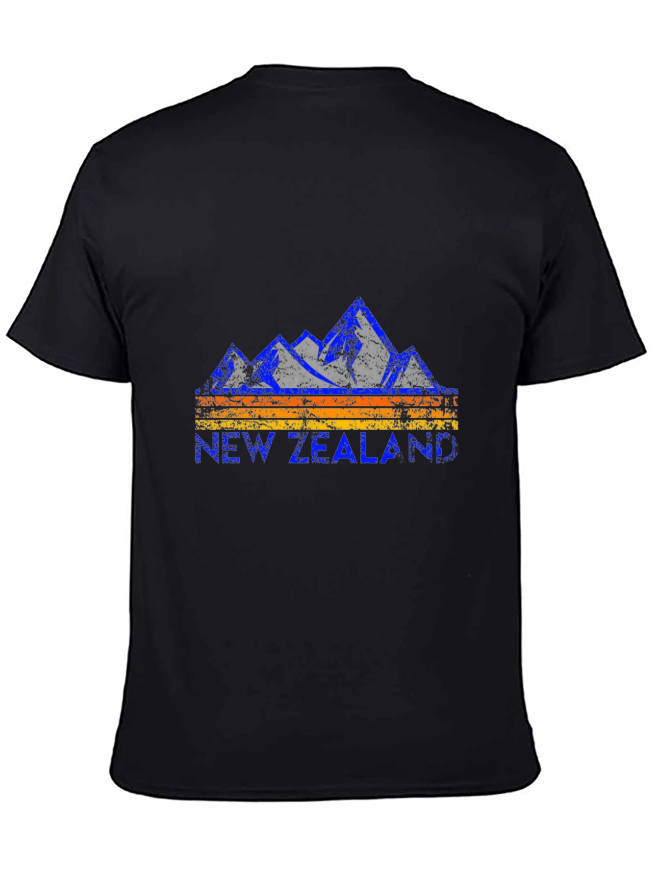 New Zealand Mountains Graphic Tee - Black Cotton T-Shirt