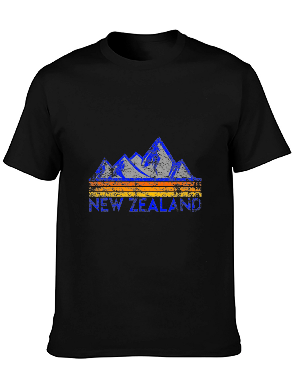New Zealand Mountains Graphic Tee - Black Cotton T-Shirt