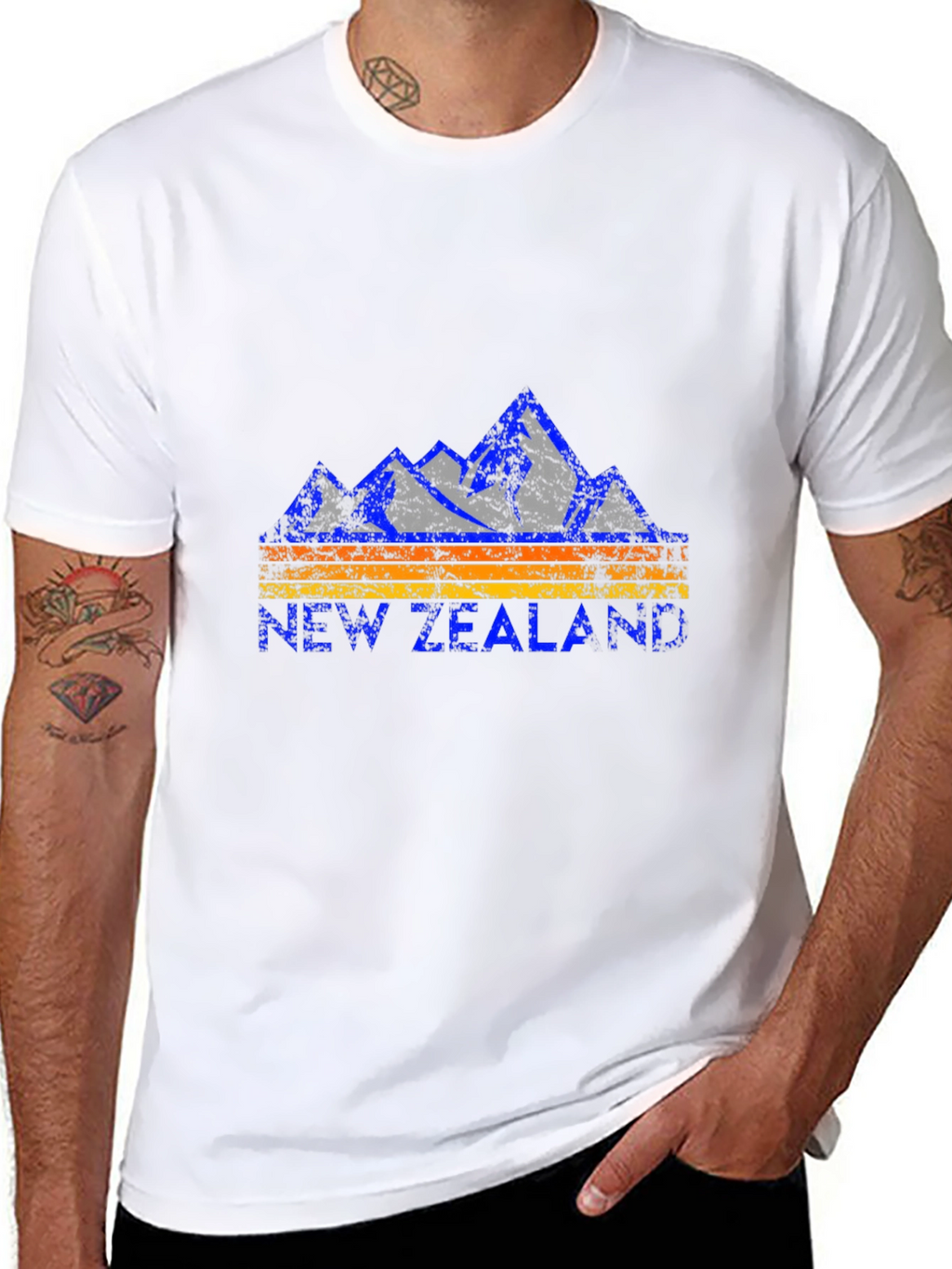 New Zealand Mountains Graphic Tee - Black Cotton T-Shirt