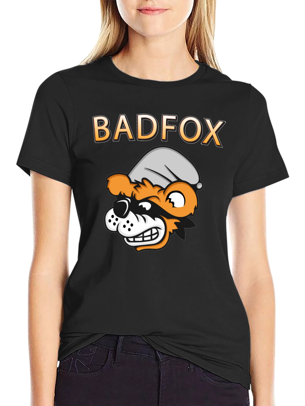 Bad Fox Cartoon Graphic Print T-Shirt