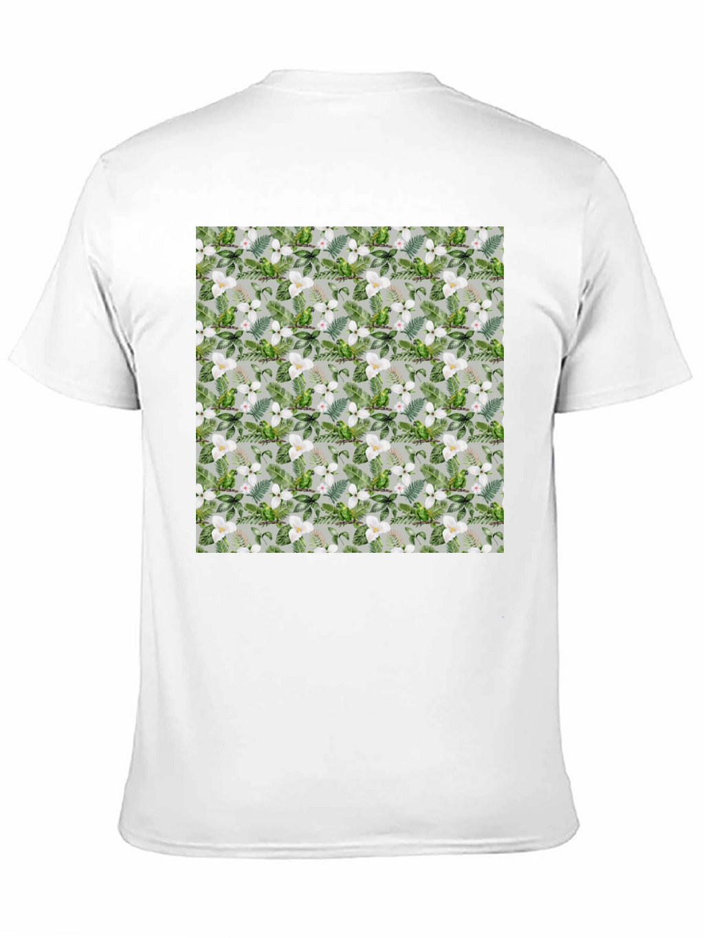 Tropical Floral Parrot Print Black T-Shirt