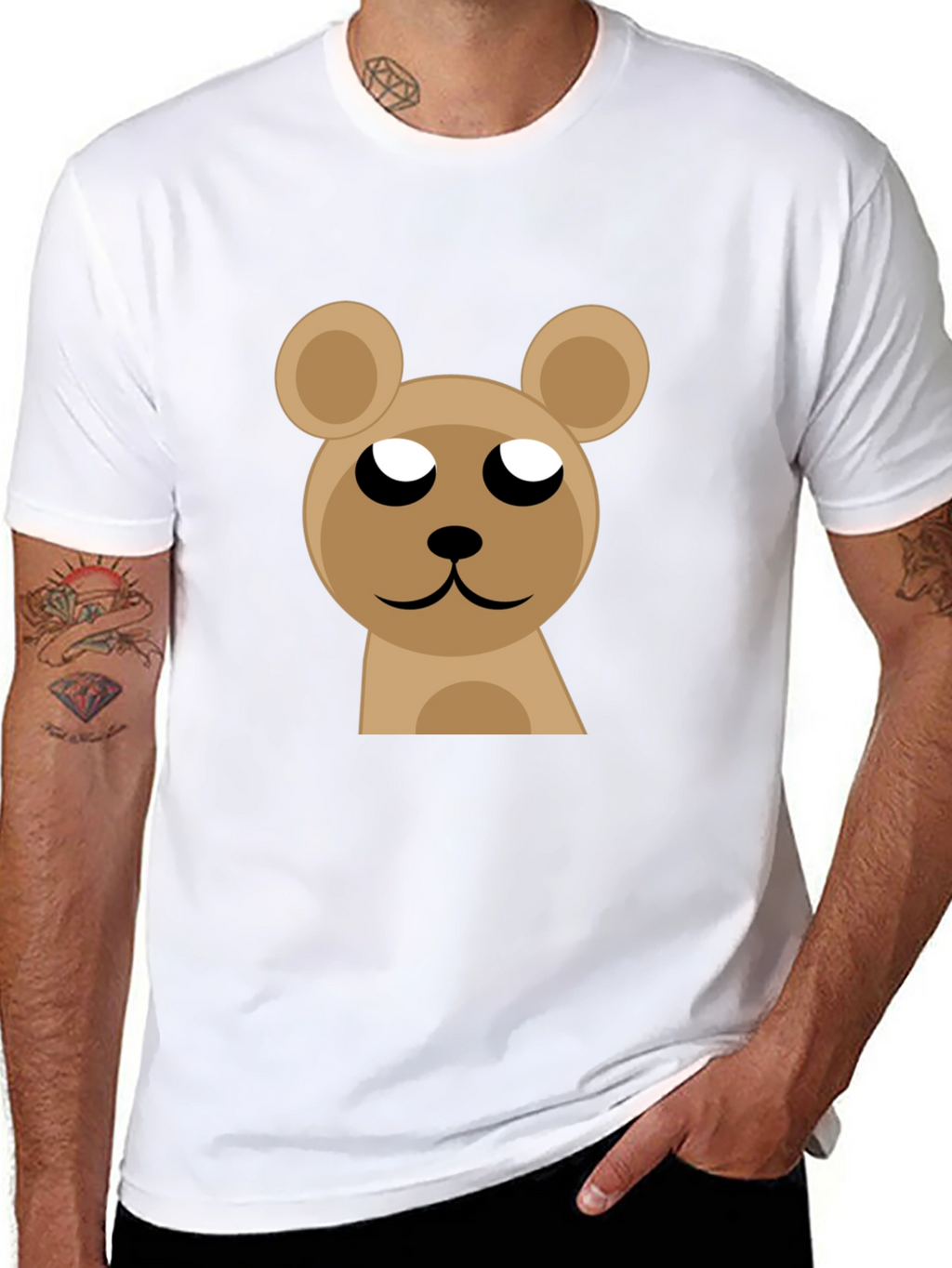 Cute Bear Graphic Black T-Shirt