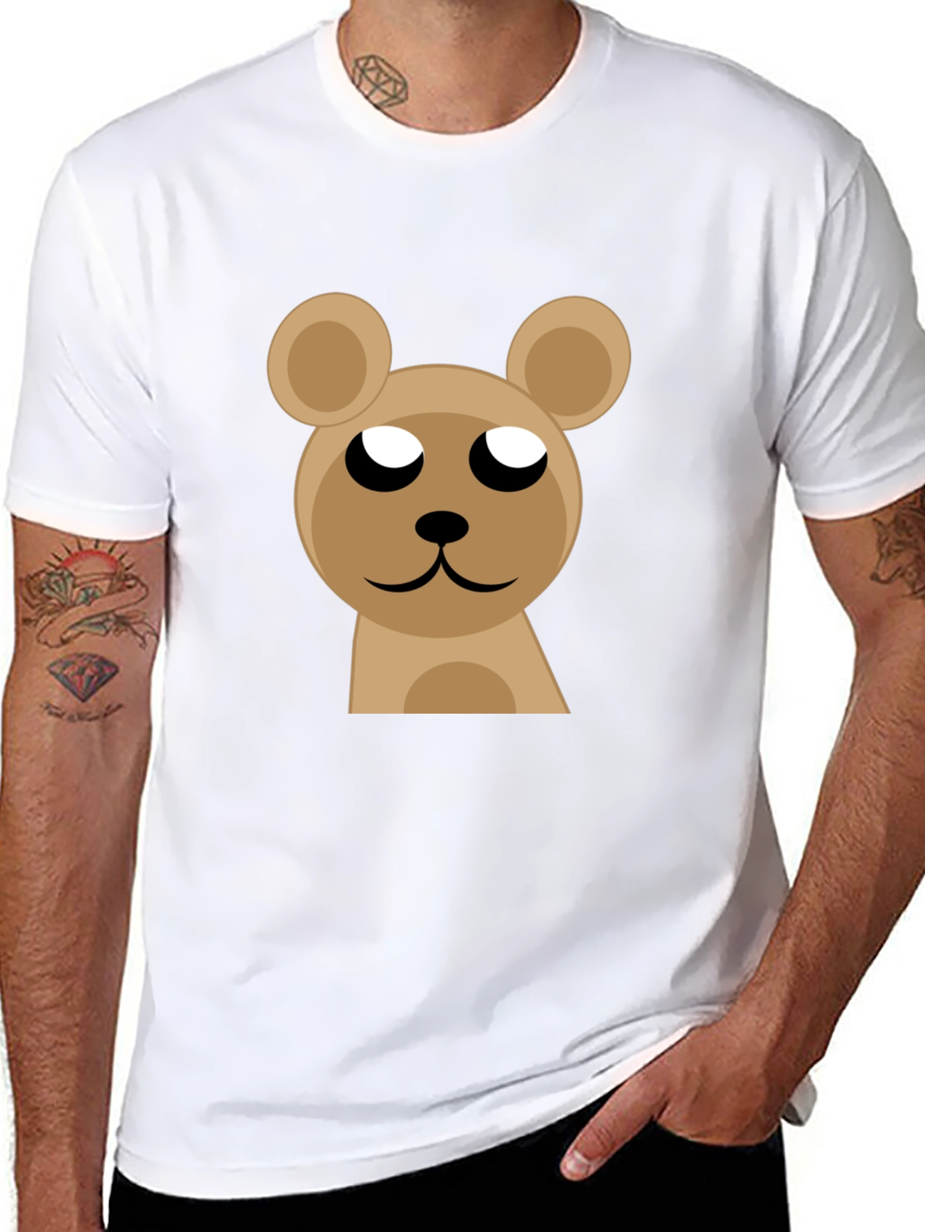 Cute Bear Graphic Black T-Shirt