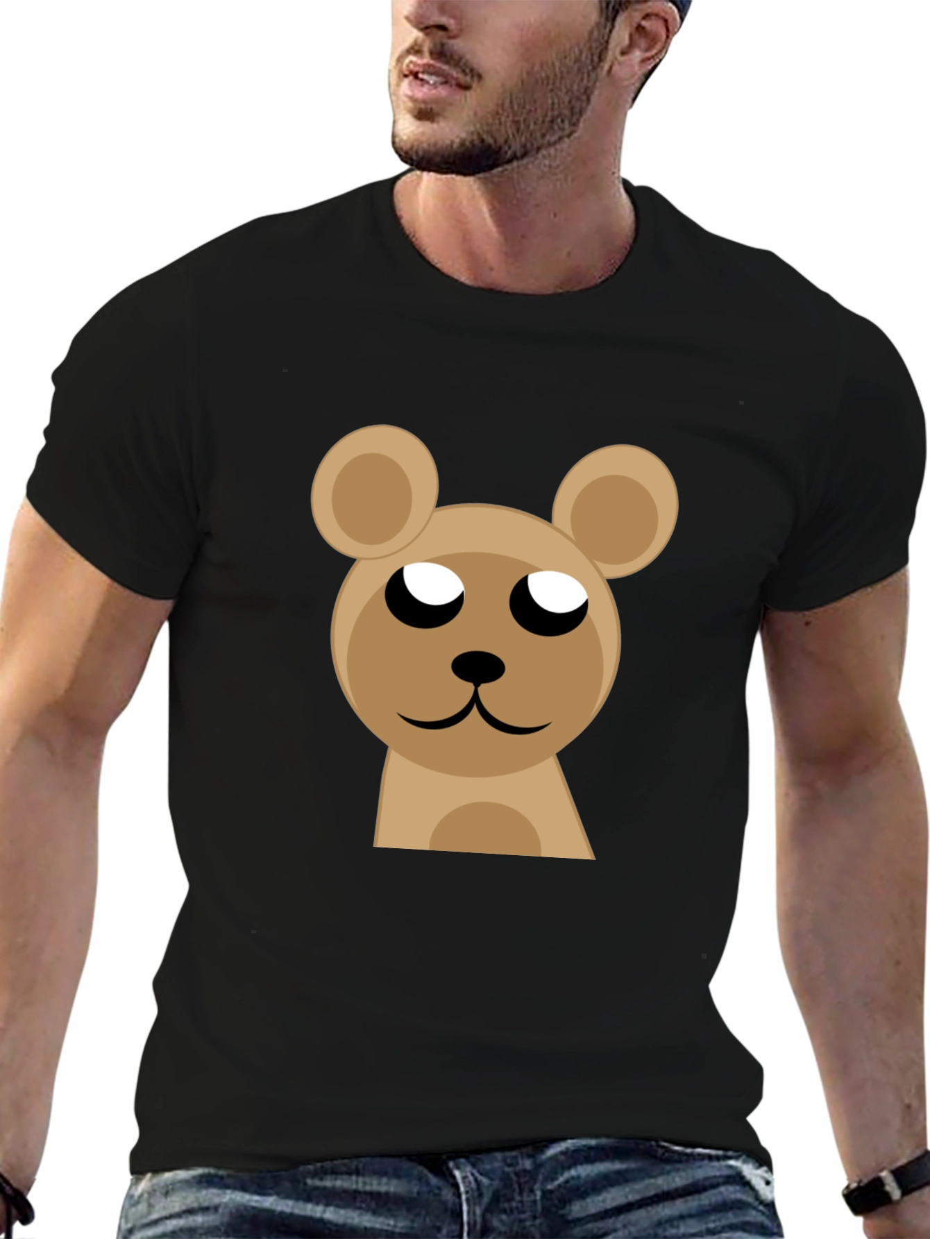 Cute Bear Graphic Black T-Shirt
