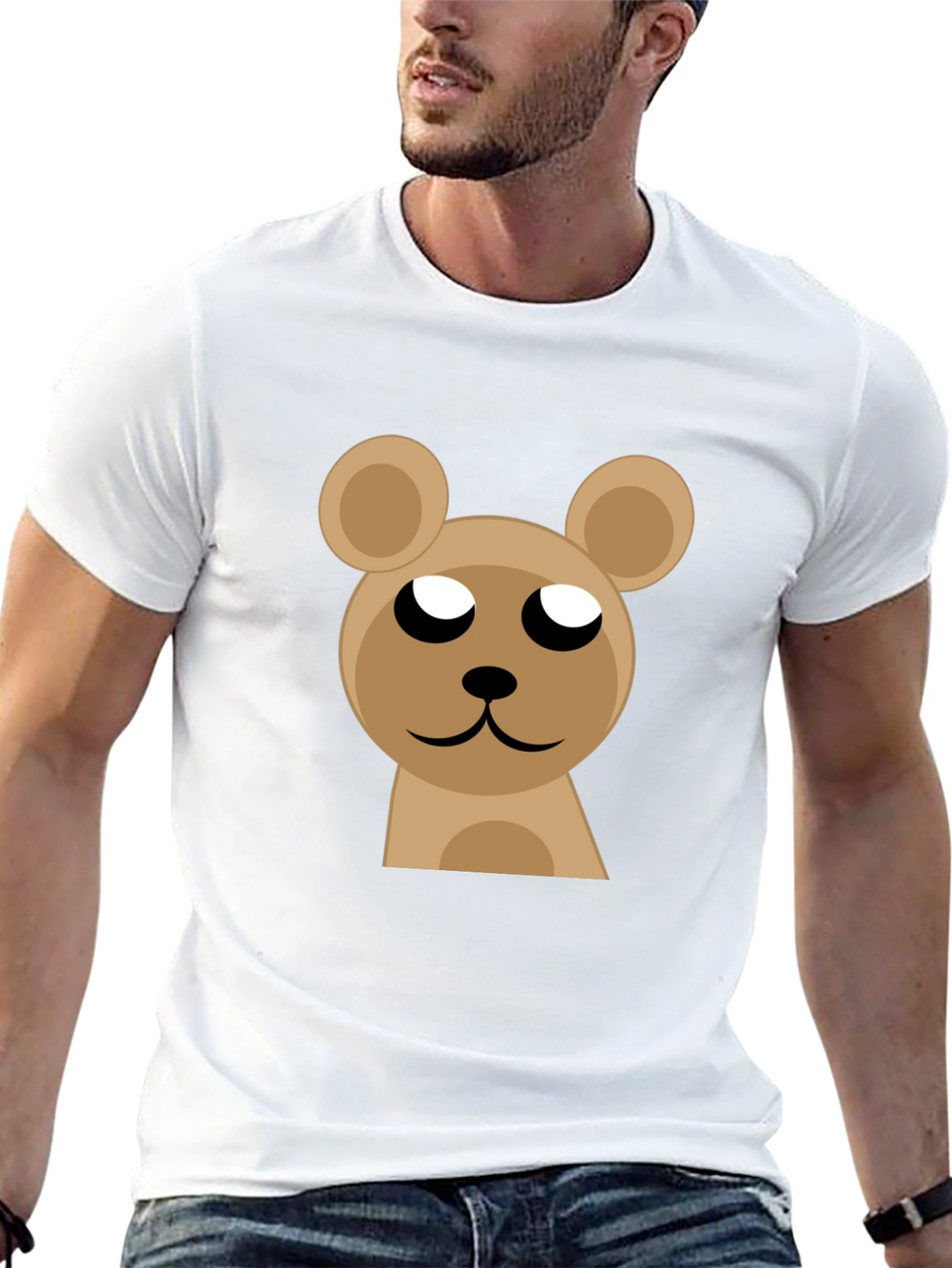 Cute Bear Graphic Black T-Shirt