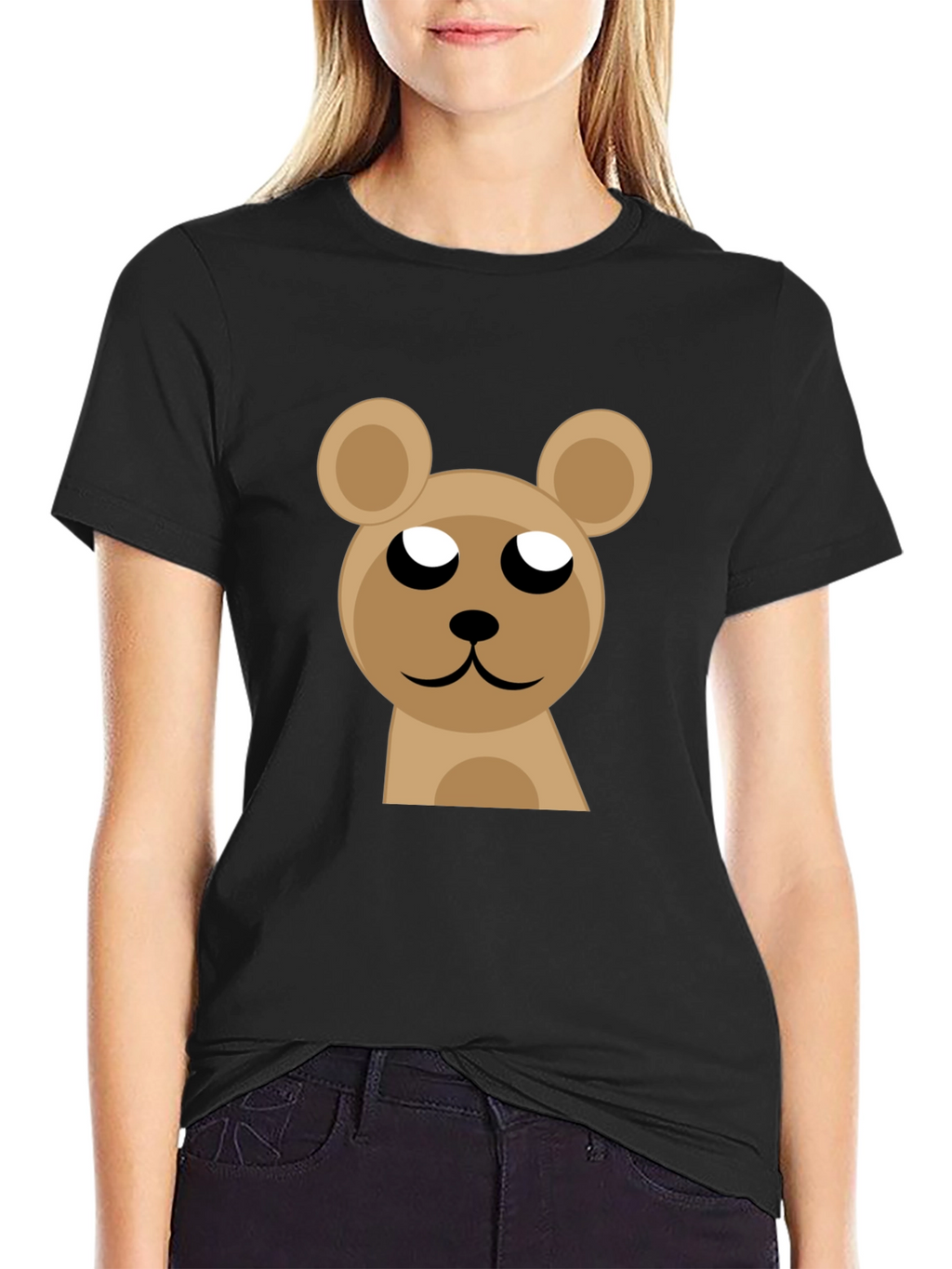 Cute Bear Graphic Black T-Shirt