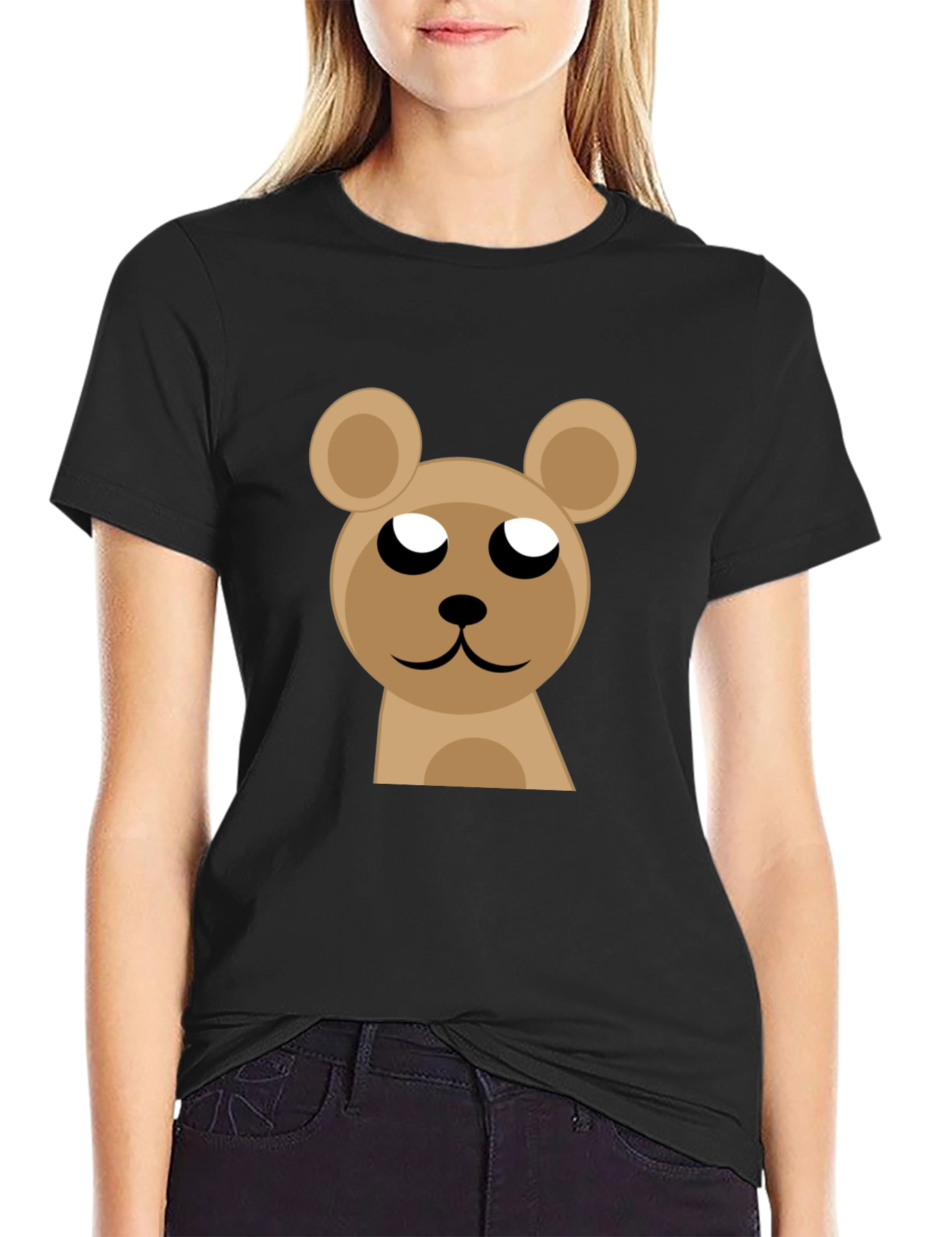 Cute Bear Graphic Black T-Shirt